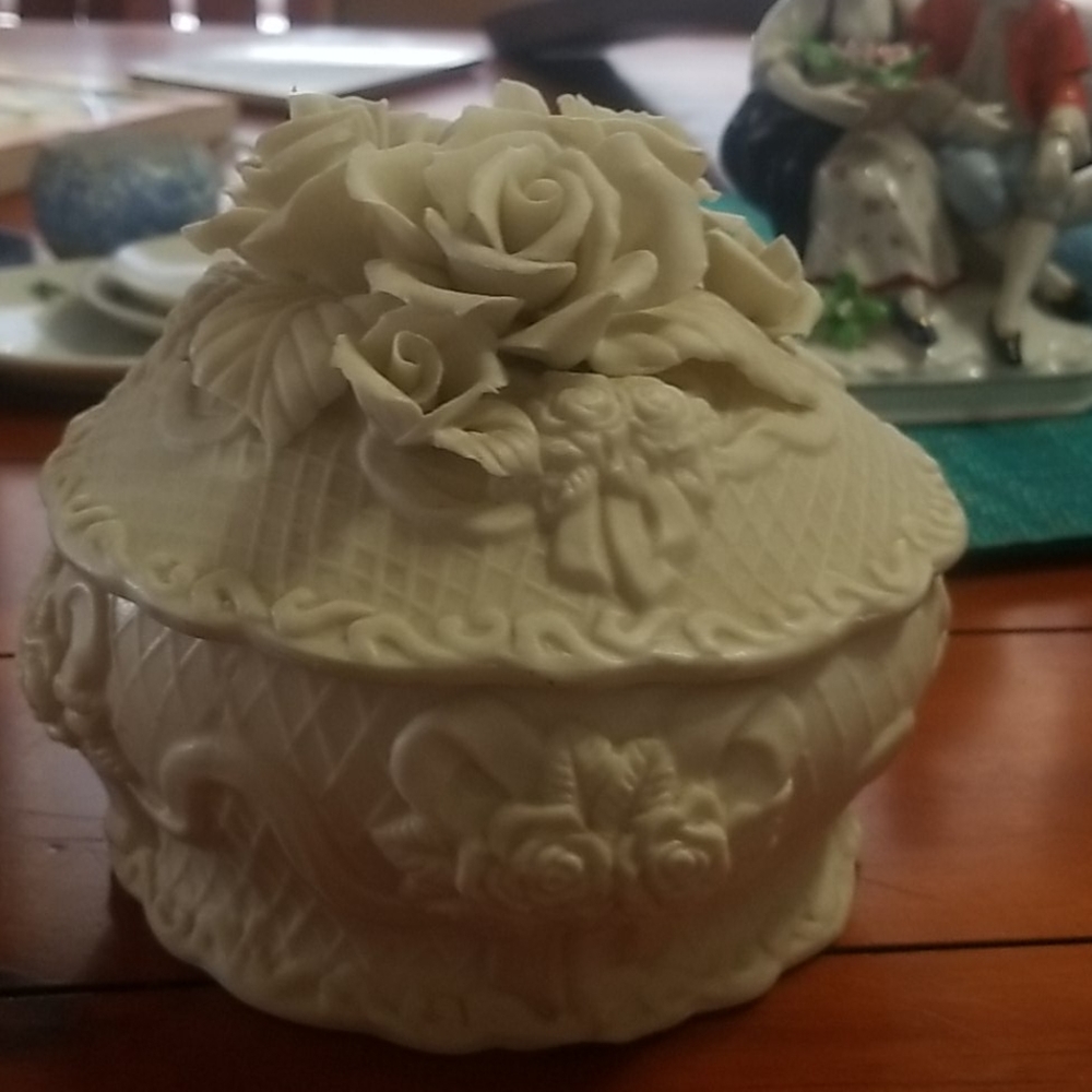Rose cream colored candy dish